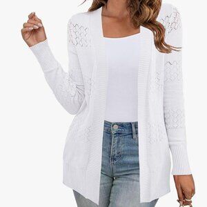 Chic White Open-Front Cardigan